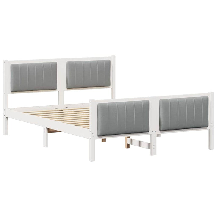 Sengestel Hvid og lys grå 135 x 190 cm Massivt fyrretræ