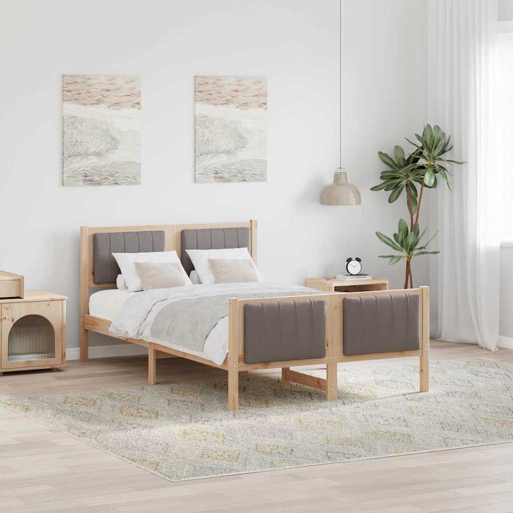 Sengestel Brun og taupe 120 x 190 cm Massivt fyrretræ