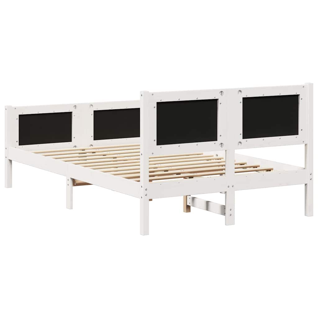 Sengestel Hvid og lys grå 120 x 190 cm Massivt fyrretræ