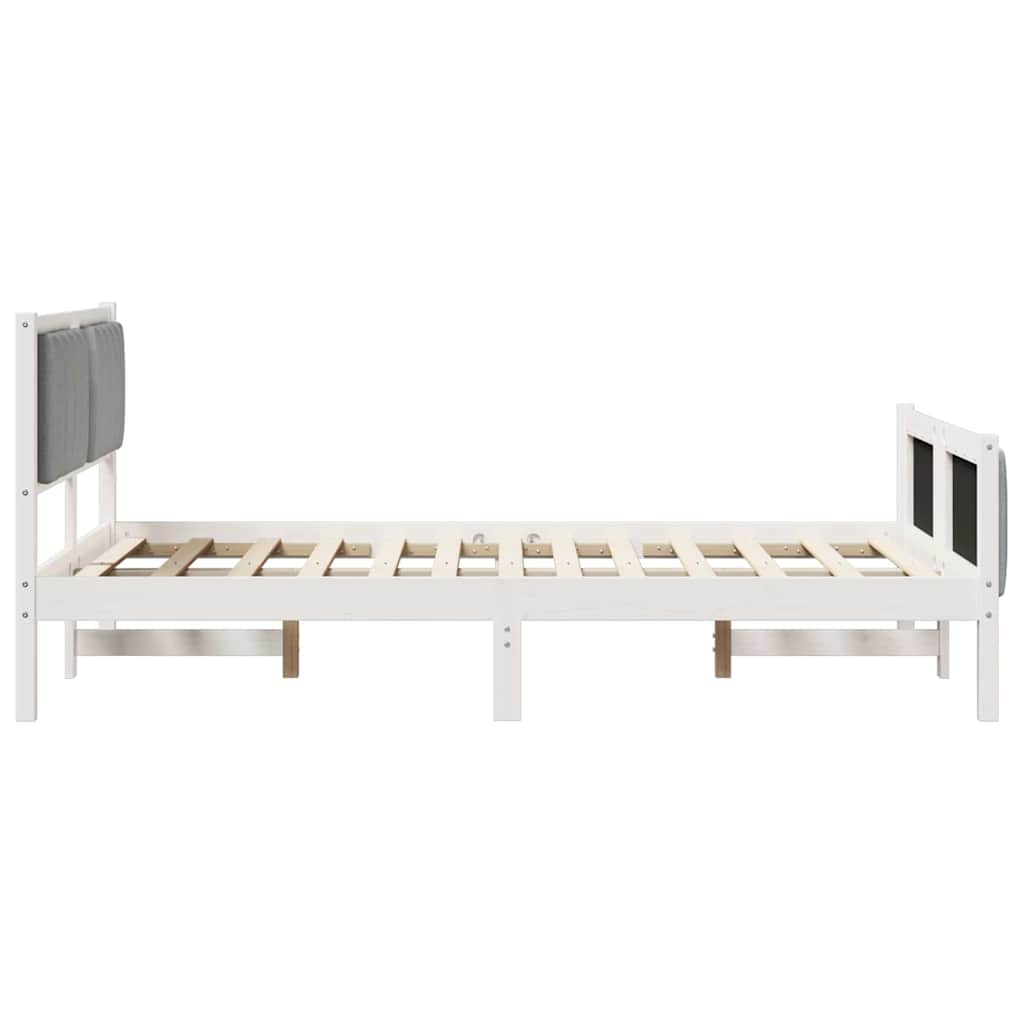 Sengestel Hvid og lys grå 120 x 190 cm Massivt fyrretræ