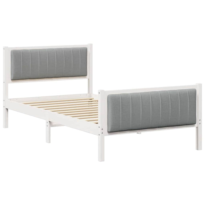 Sengestel Hvid og lys grå 100 x 200 cm Massivt fyrretræ