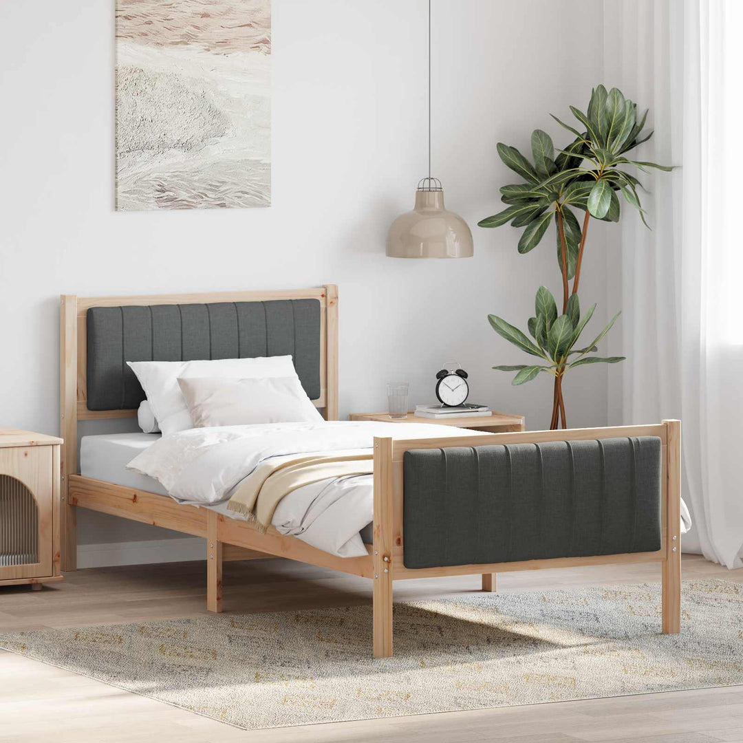Sengestel brun og mørkegrå 90 x 200 cm Massivt fyrretræ
