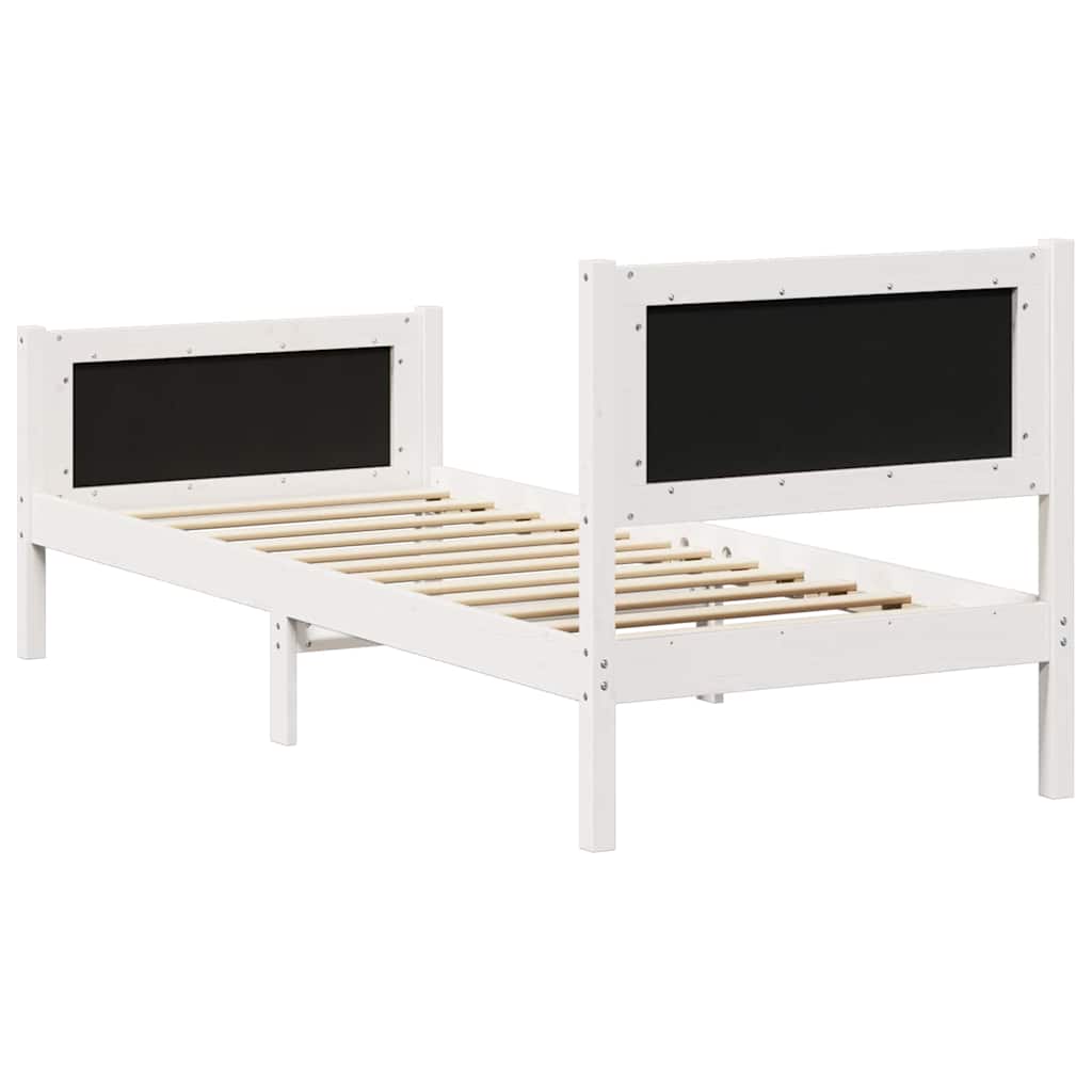 Sengestel Hvid og lys grå 80 x 200 cm Massivt fyrretræ