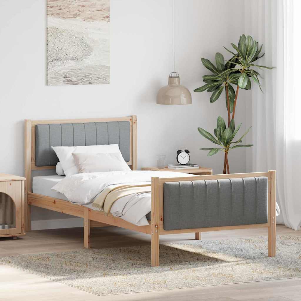 Sengestel Brun og lys grå 90 x 190 cm Massivt fyrretræ
