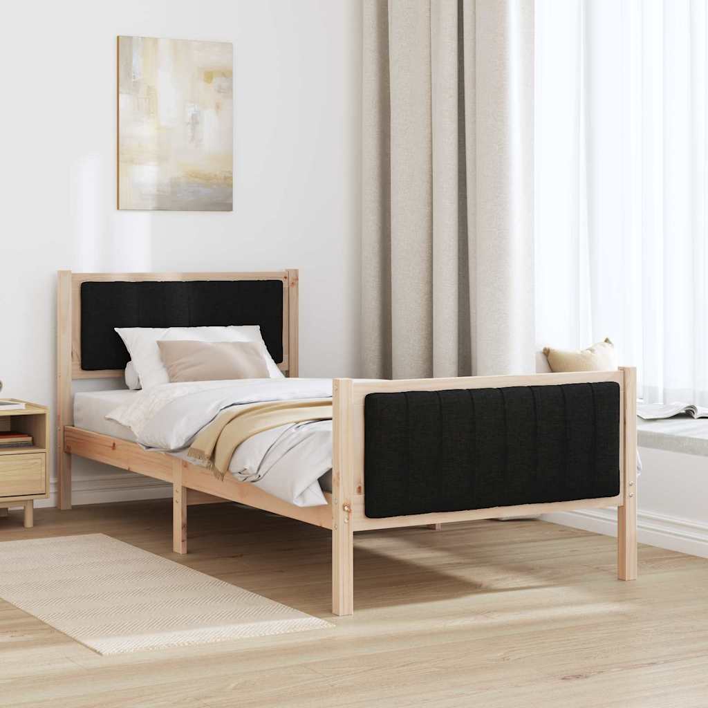 Sengestel Brun og sort 90 x 190 cm Massivt fyrretræ