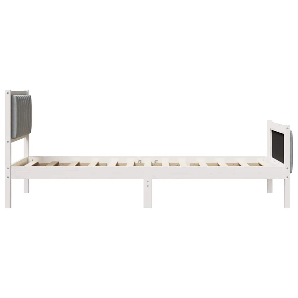 Sengestel Hvid og lys grå 90 x 190 cm Massivt fyrretræ