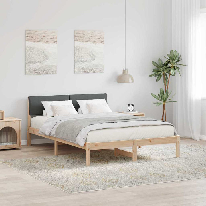 Sengestel brun og mørkegrå 160 x 200 cm Massivt fyrretræ