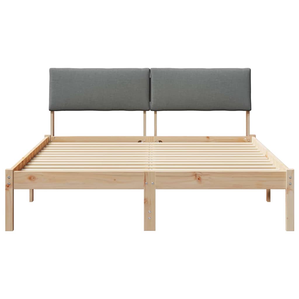 Sengestel brun og mørkegrå 160 x 200 cm Massivt fyrretræ