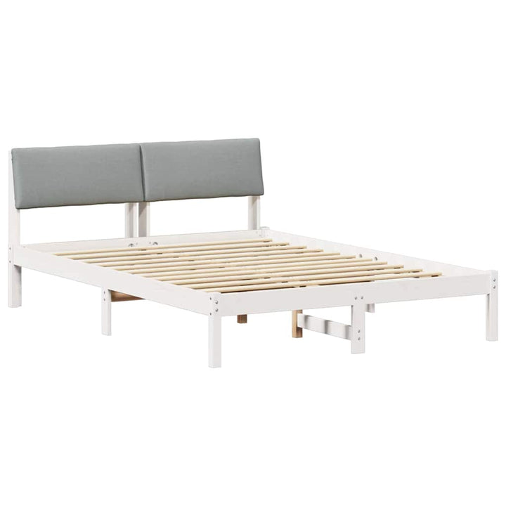 Sengestel Hvid og lys grå 150 x 200 cm Massivt fyrretræ