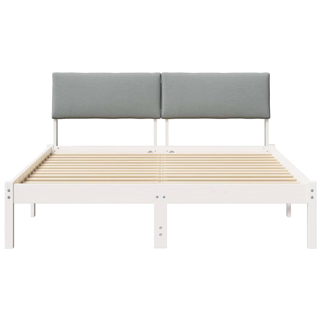 Sengestel Hvid og lys grå 150 x 200 cm Massivt fyrretræ