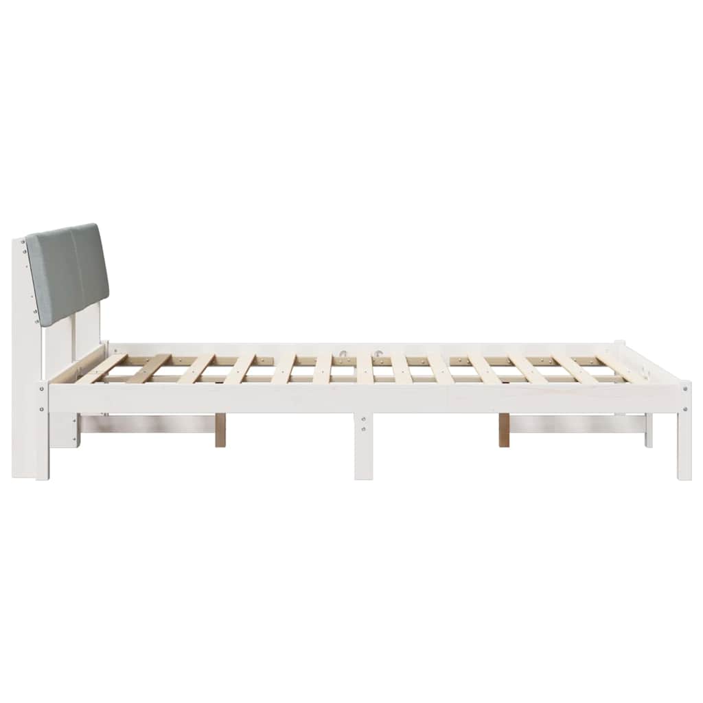 Sengestel Hvid og lys grå 150 x 200 cm Massivt fyrretræ