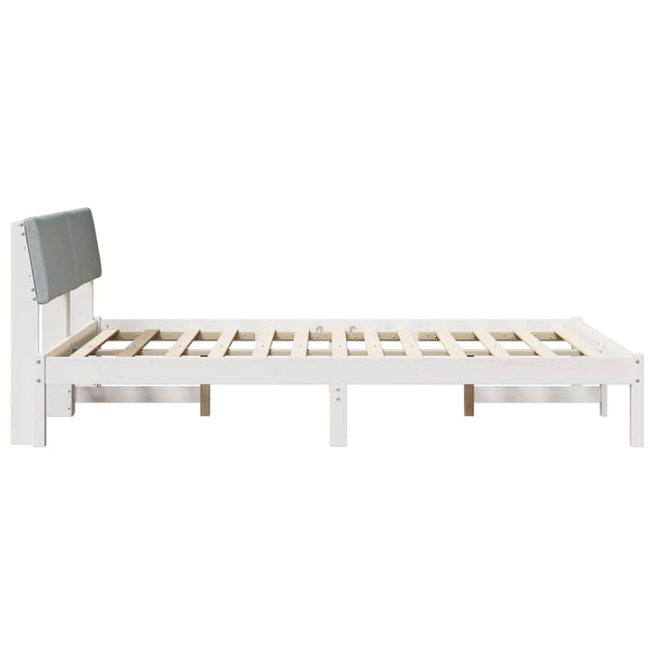 Sengestel Hvid og lys grå 150 x 200 cm Massivt fyrretræ