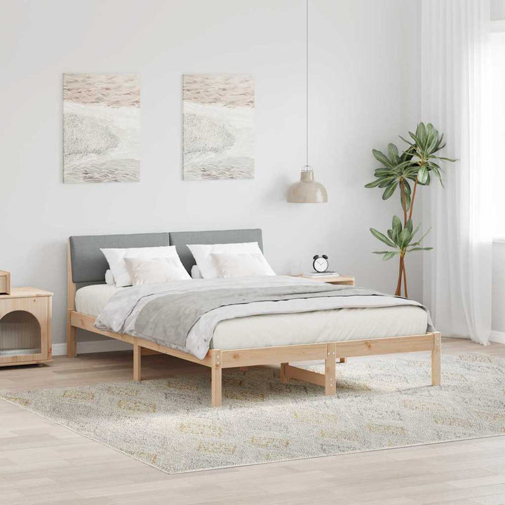 Sengestel Brun og lys grå 140 x 200 cm Massivt fyrretræ