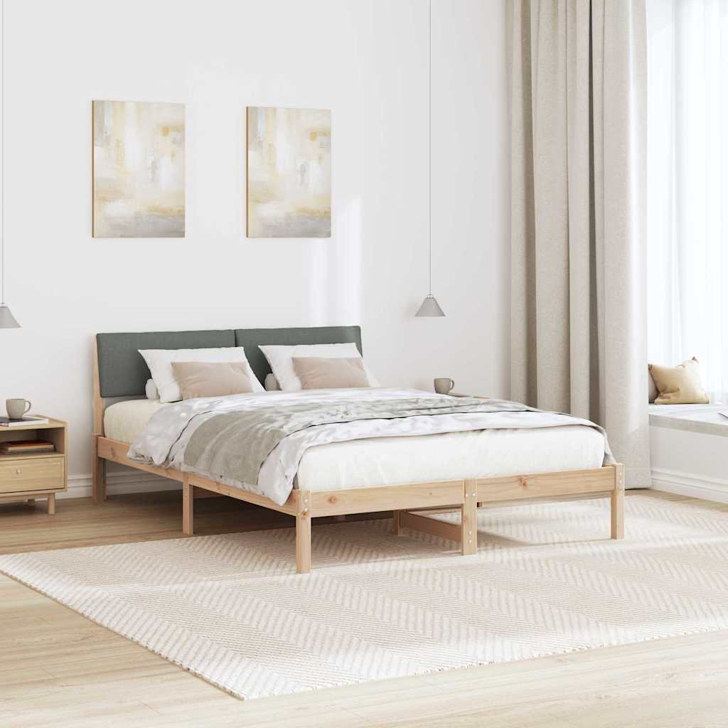 Sengestel brun og mørkegrå 140 x 200 cm Massivt fyrretræ