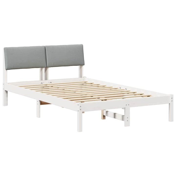 Sengestel Hvid og lys grå 120 x 200 cm Massivt fyrretræ