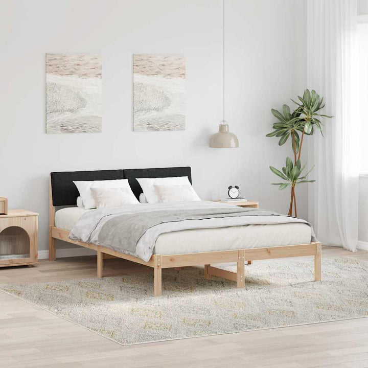 Sengestel Brun og sort 140 x 190 cm Massivt fyrretræ