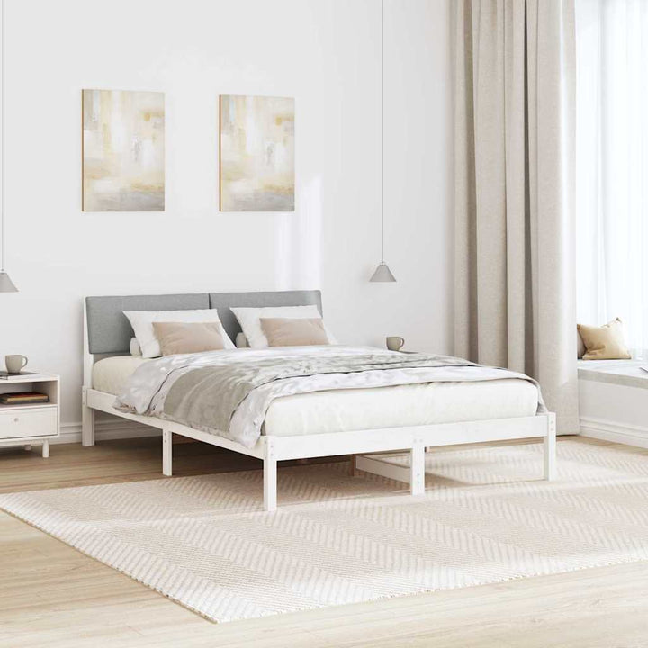 Sengestel Hvid og lys grå 140 x 190 cm Massivt fyrretræ