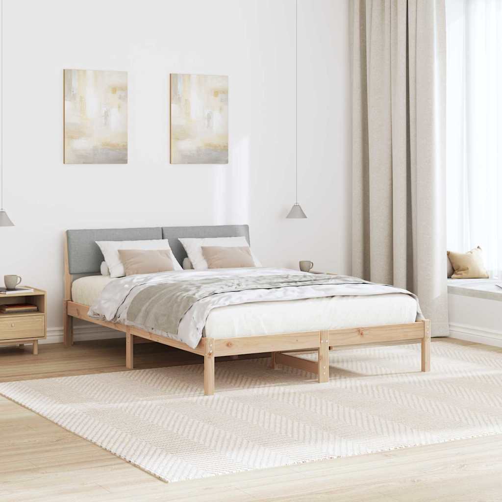 Sengestel Brun og lys grå 135 x 190 cm Massivt fyrretræ