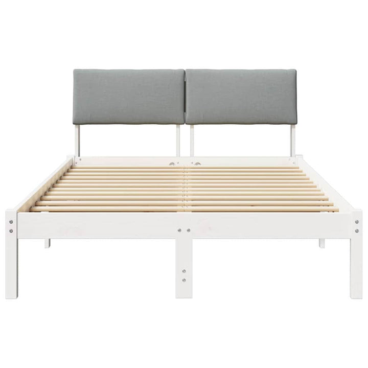 Sengestel Hvid og lys grå 120 x 190 cm Massivt fyrretræ