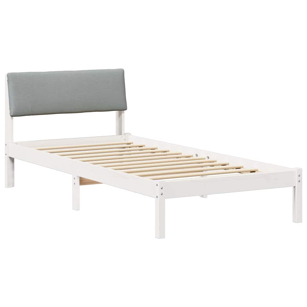 Sengestel Hvid og lys grå 90 x 200 cm Massivt fyrretræ