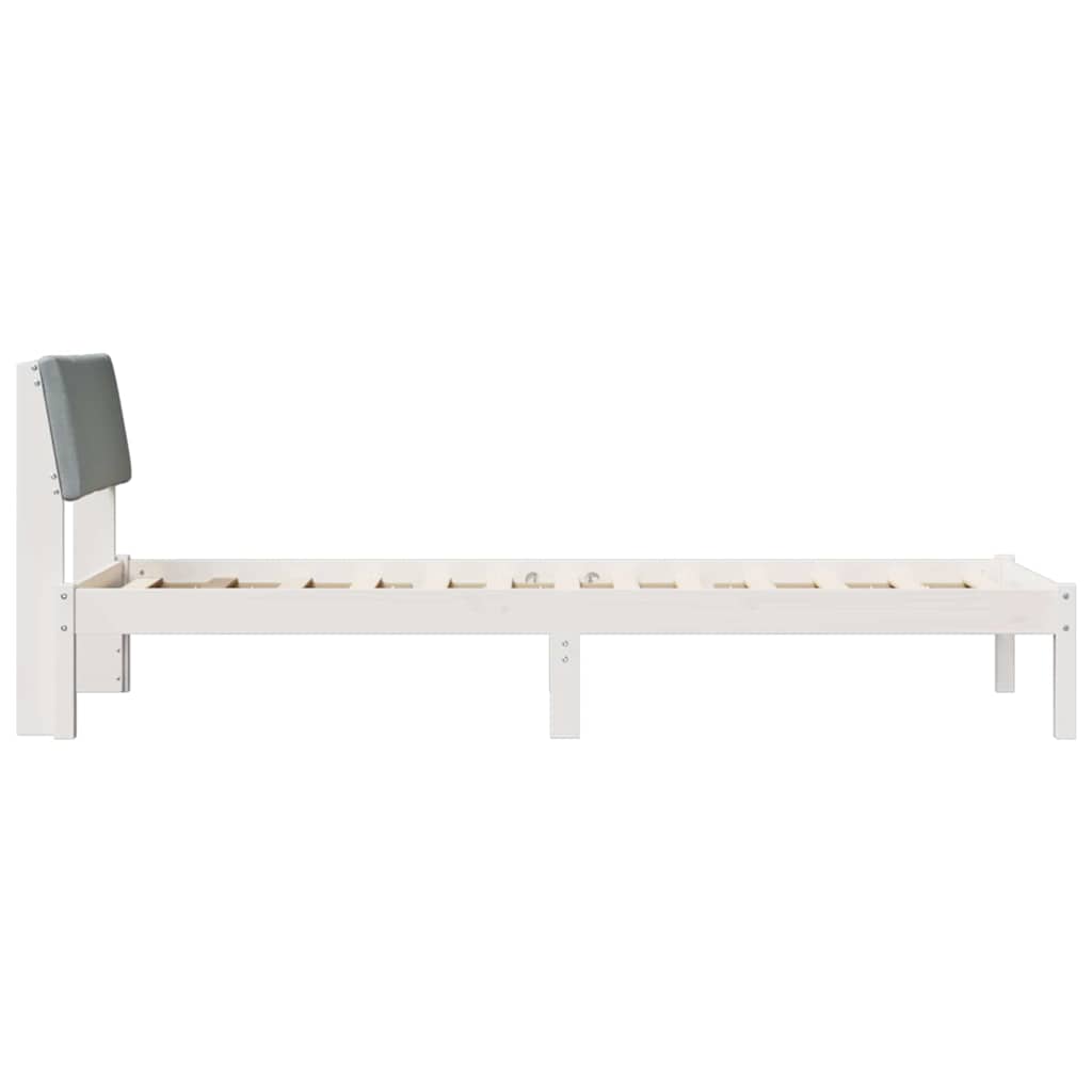 Sengestel Hvid og lys grå 80 x 200 cm Massivt fyrretræ