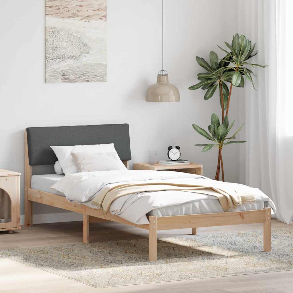 Sengestel brun og mørkegrå 90 x 190 cm Massivt fyrretræ