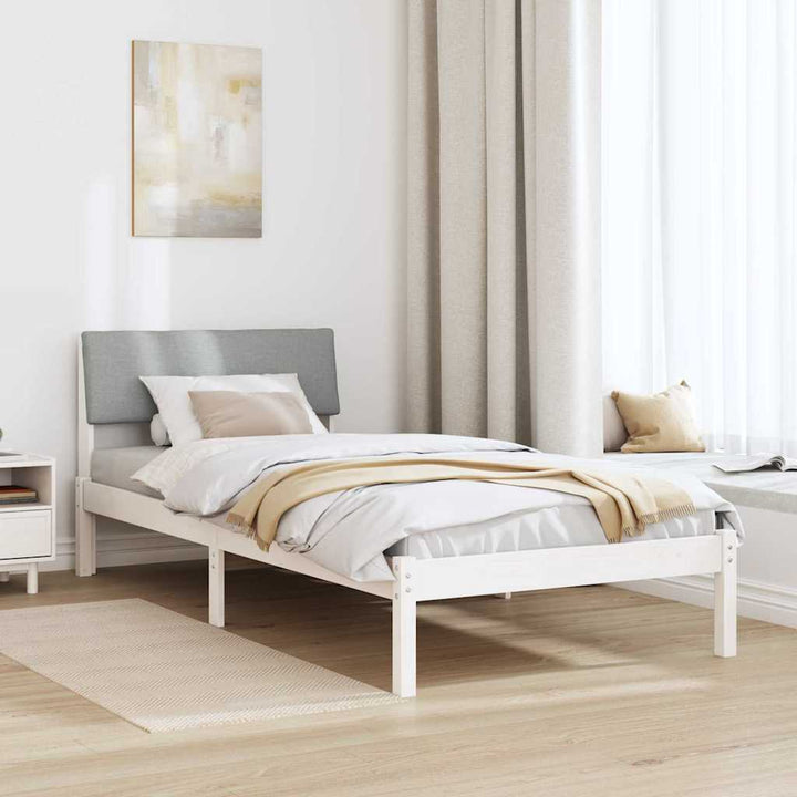 Sengestel Hvid og lys grå 90 x 190 cm Massivt fyrretræ