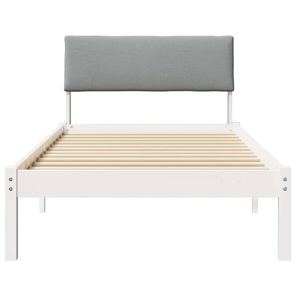Sengestel Hvid og lys grå 90 x 190 cm Massivt fyrretræ