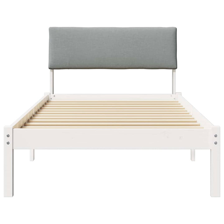 Sengestel Hvid og lys grå 90 x 190 cm Massivt fyrretræ