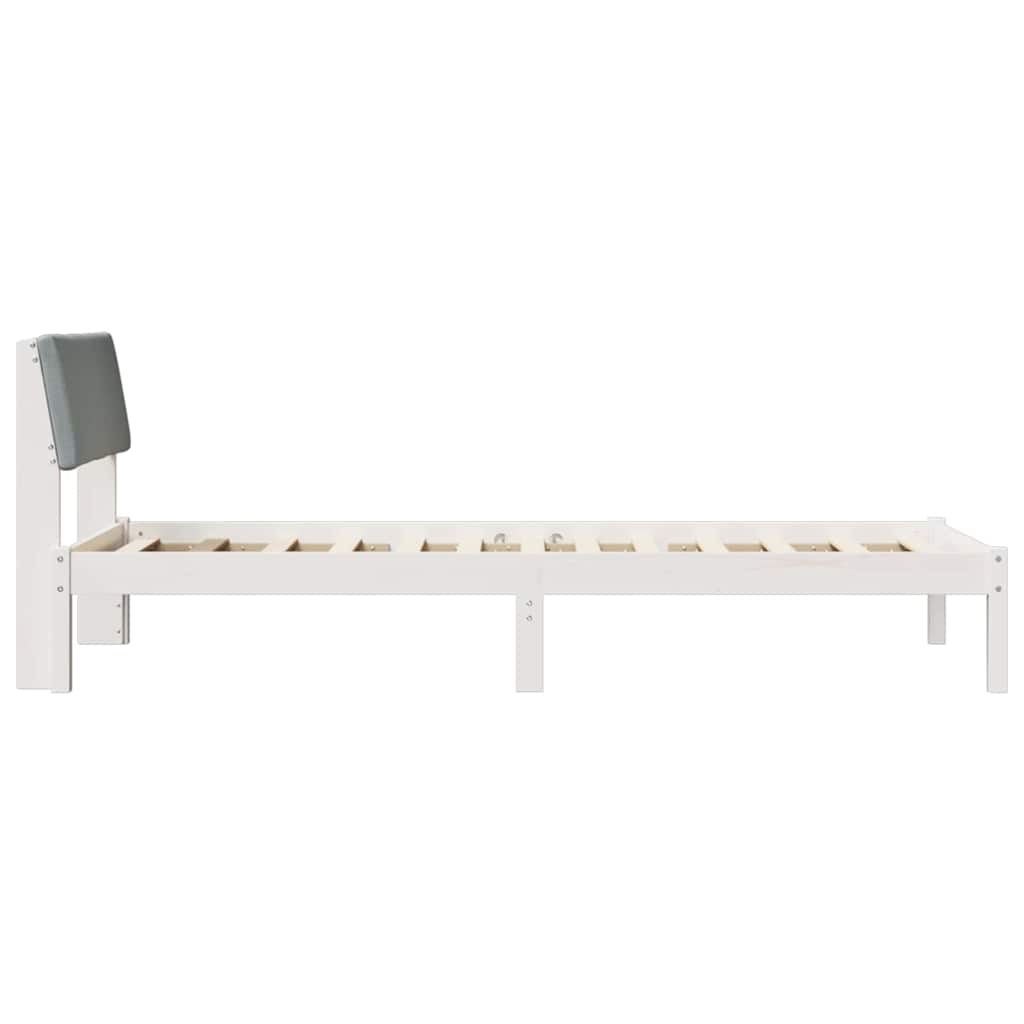 Sengestel Hvid og lys grå 90 x 190 cm Massivt fyrretræ