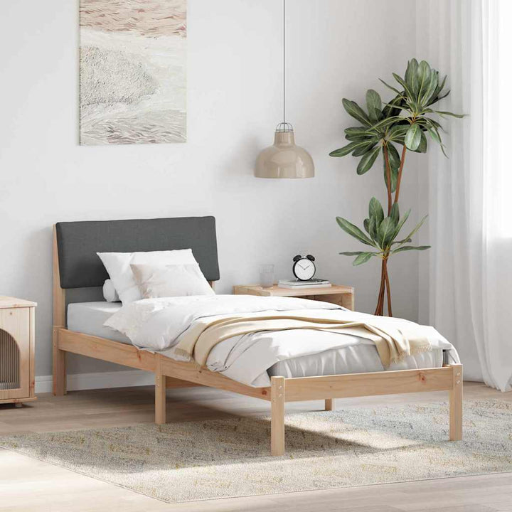 Sengestel brun og mørkegrå 75 x 190 cm Massivt fyrretræ