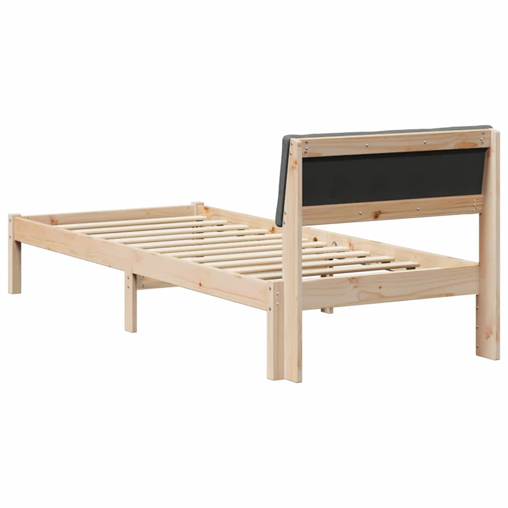Sengestel brun og mørkegrå 75 x 190 cm Massivt fyrretræ
