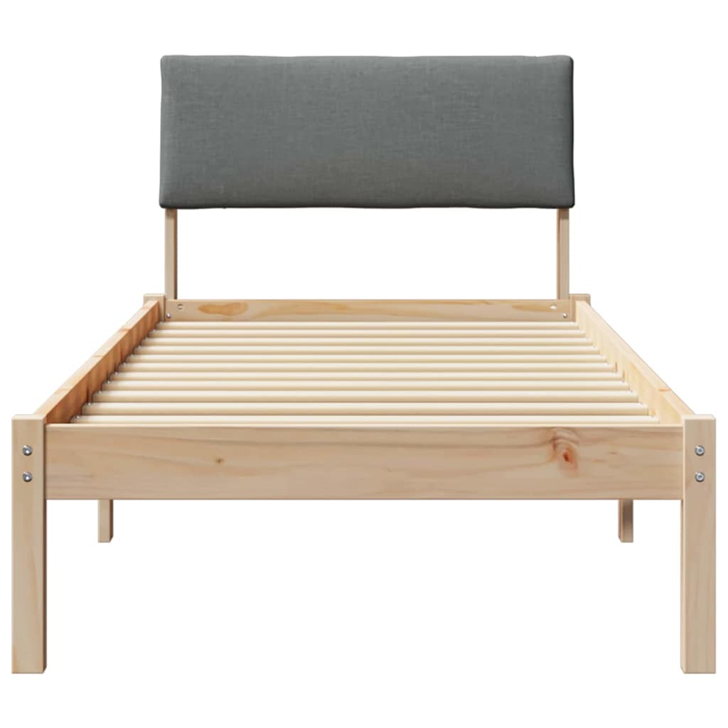 Sengestel brun og mørkegrå 75 x 190 cm Massivt fyrretræ