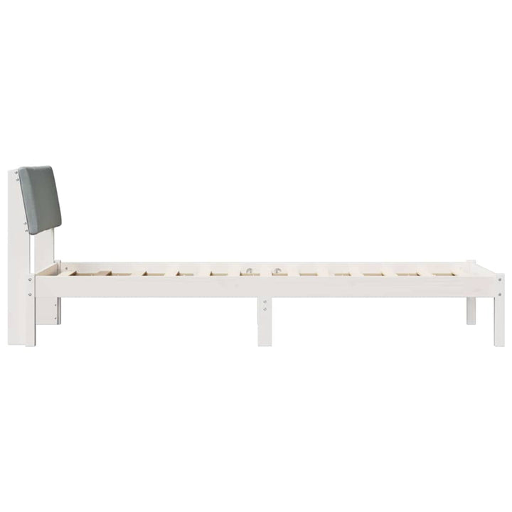 Sengestel Hvid og lys grå 75 x 190 cm Massivt fyrretræ