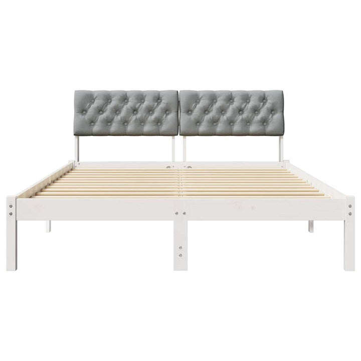 Sengestel Hvid og lys grå 160 x 200 cm Massivt fyrretræ