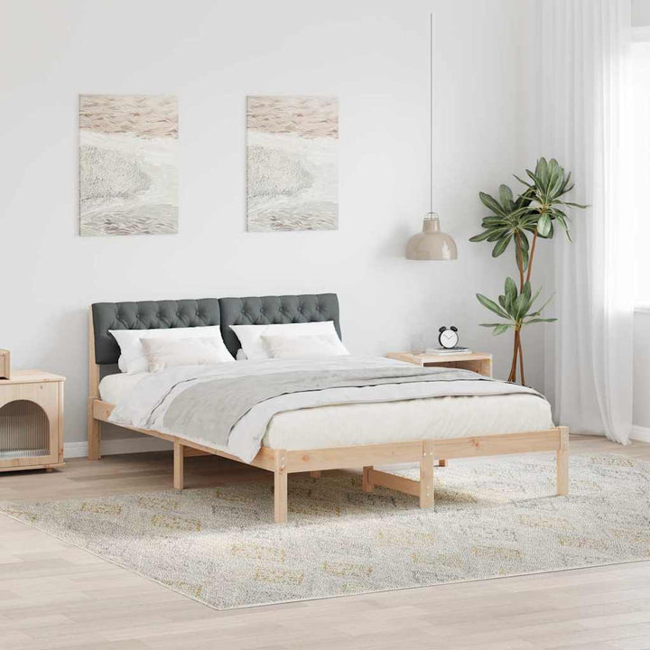 Sengestel brun og mørkegrå 150 x 200 cm Massivt fyrretræ