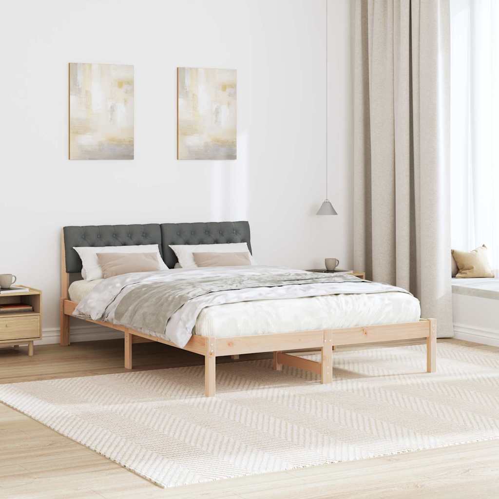 Sengestel brun og mørkegrå 150 x 200 cm Massivt fyrretræ