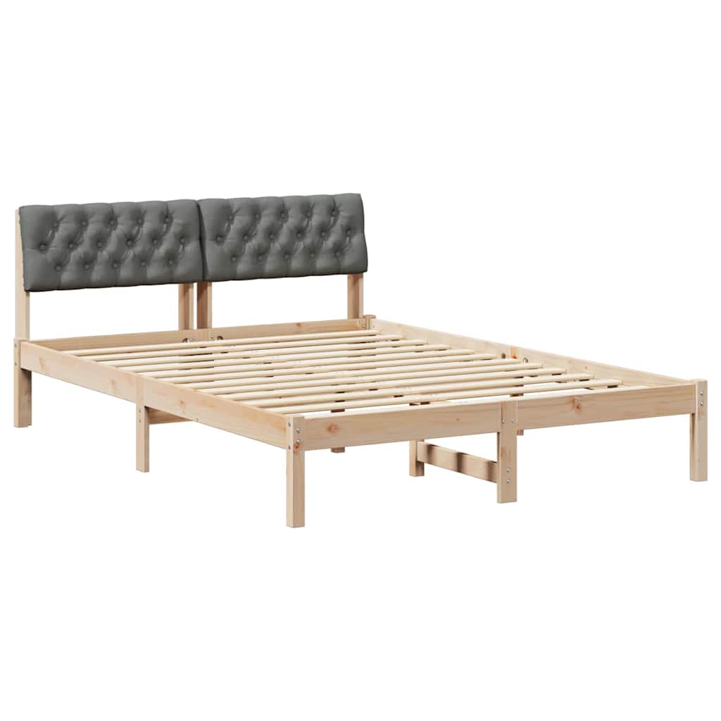 Sengestel brun og mørkegrå 150 x 200 cm Massivt fyrretræ