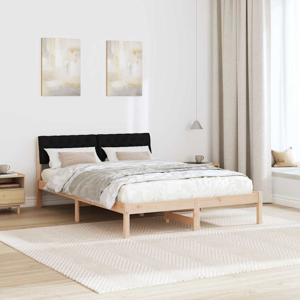 Sengestel Brun og sort 150 x 200 cm Massivt fyrretræ