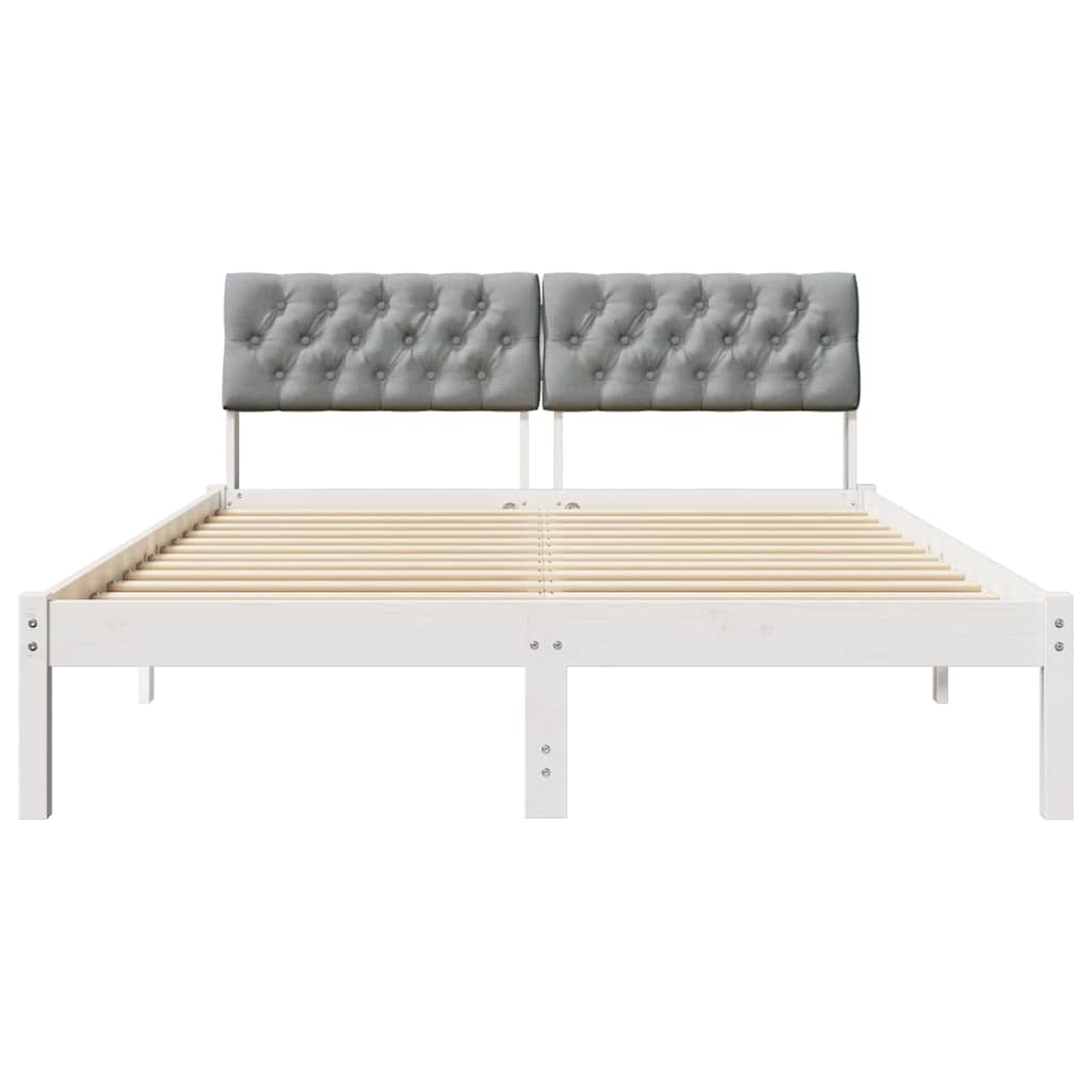 Sengestel Hvid og lys grå 150 x 200 cm Massivt fyrretræ