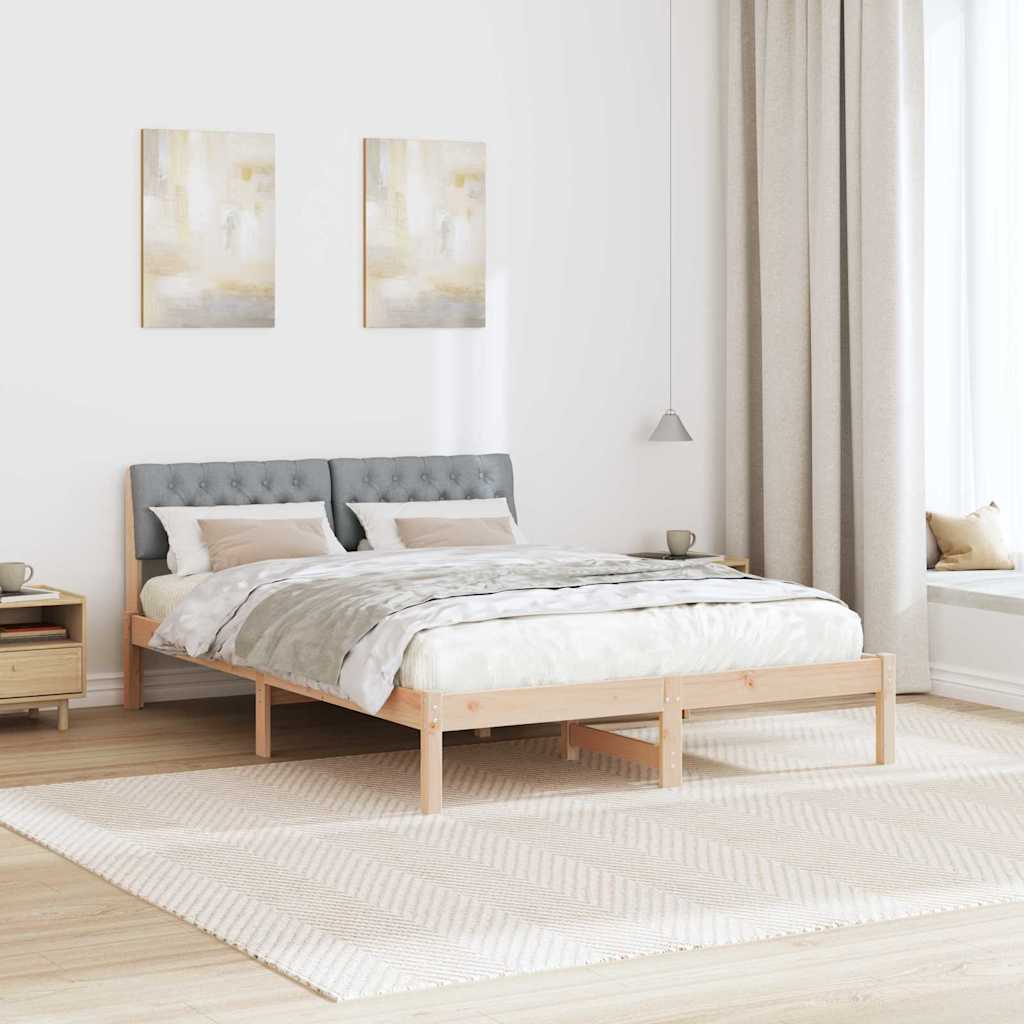Sengestel Brun og lys grå 140 x 200 cm Massivt fyrretræ