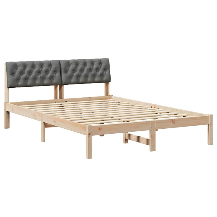 Sengestel brun og mørkegrå 140 x 200 cm Massivt fyrretræ