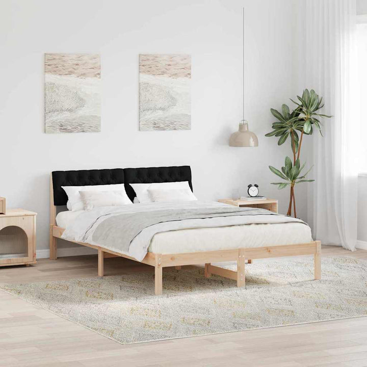 Sengestel Brun og sort 140 x 200 cm Massivt fyrretræ