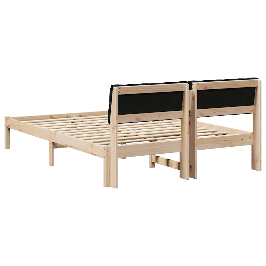 Sengestel Brun og sort 140 x 200 cm Massivt fyrretræ
