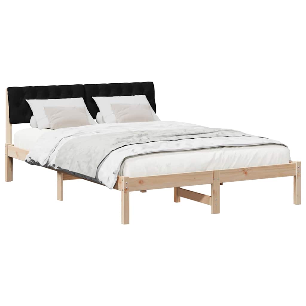 Sengestel Brun og sort 140 x 200 cm Massivt fyrretræ