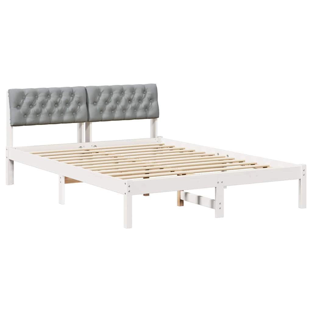 Sengestel Hvid og lys grå 120 x 200 cm Massivt fyrretræ