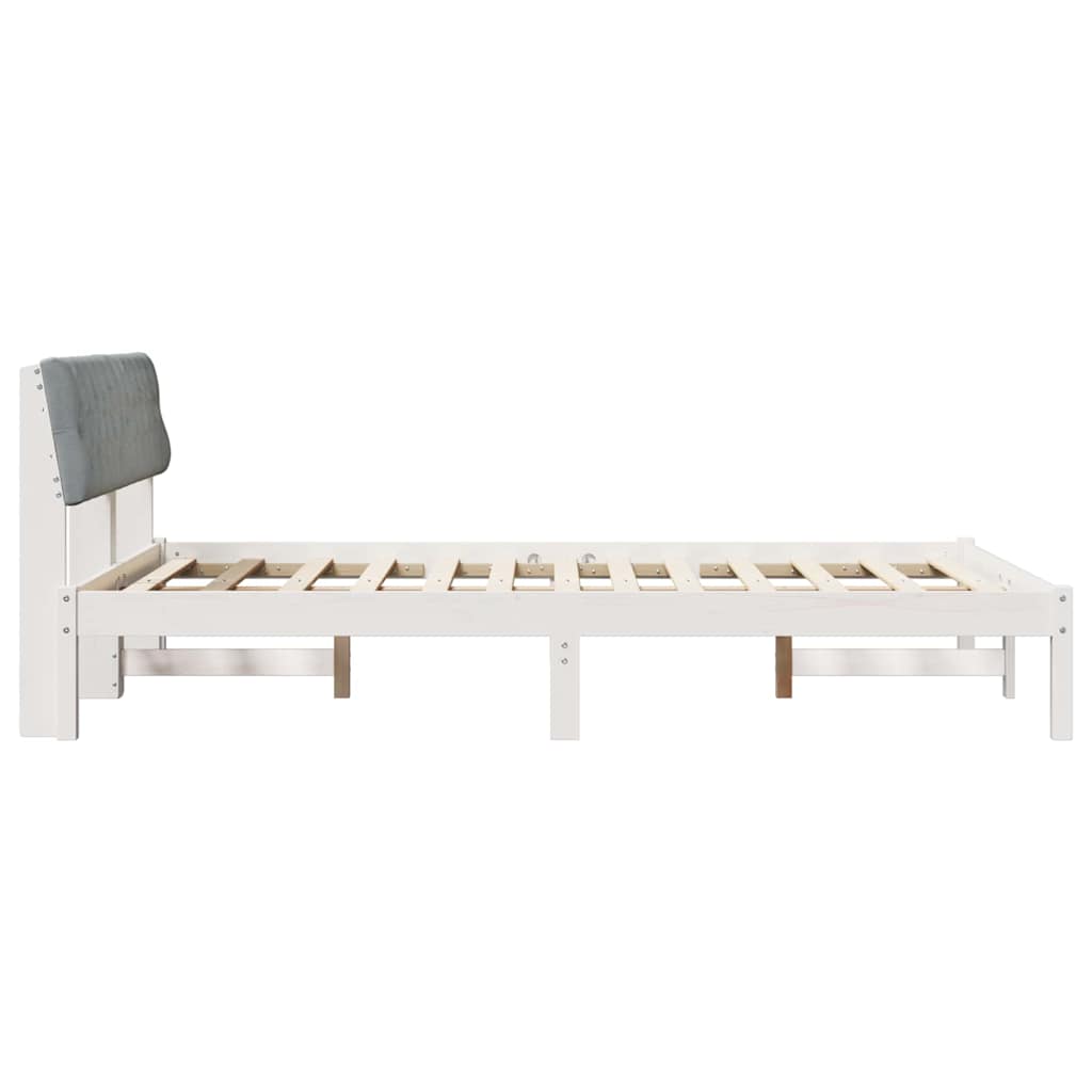 Sengestel Hvid og lys grå 140 x 190 cm Massivt fyrretræ