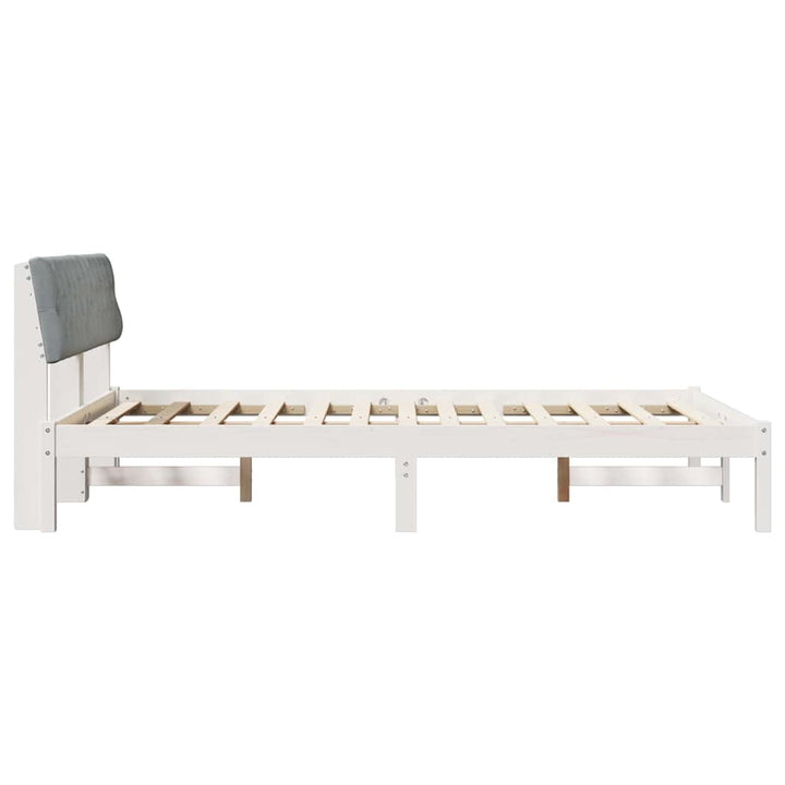 Sengestel Hvid og lys grå 140 x 190 cm Massivt fyrretræ
