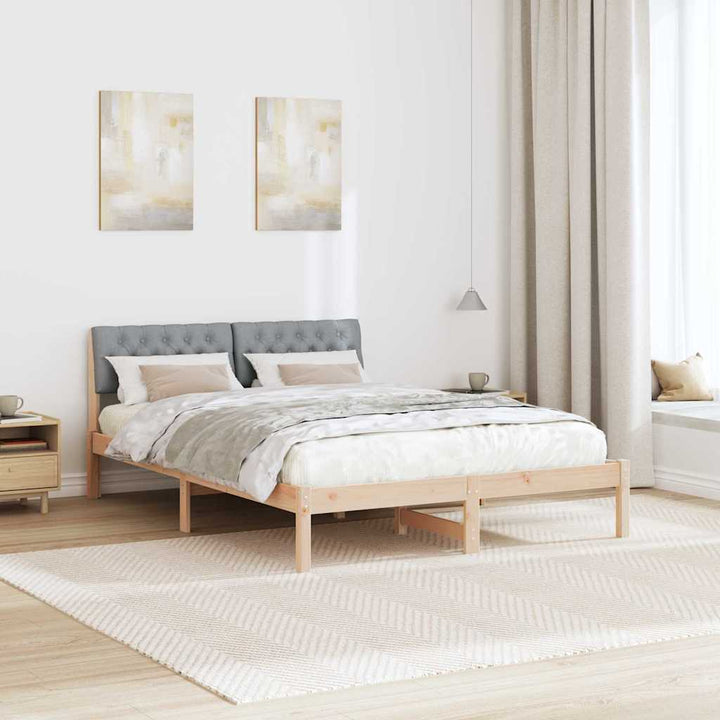 Sengestel Brun og lys grå 135 x 190 cm Massivt fyrretræ