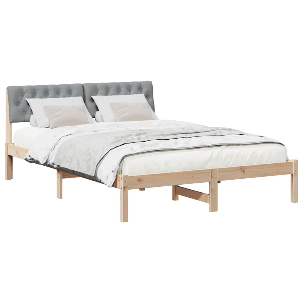 Sengestel Brun og lys grå 135 x 190 cm Massivt fyrretræ